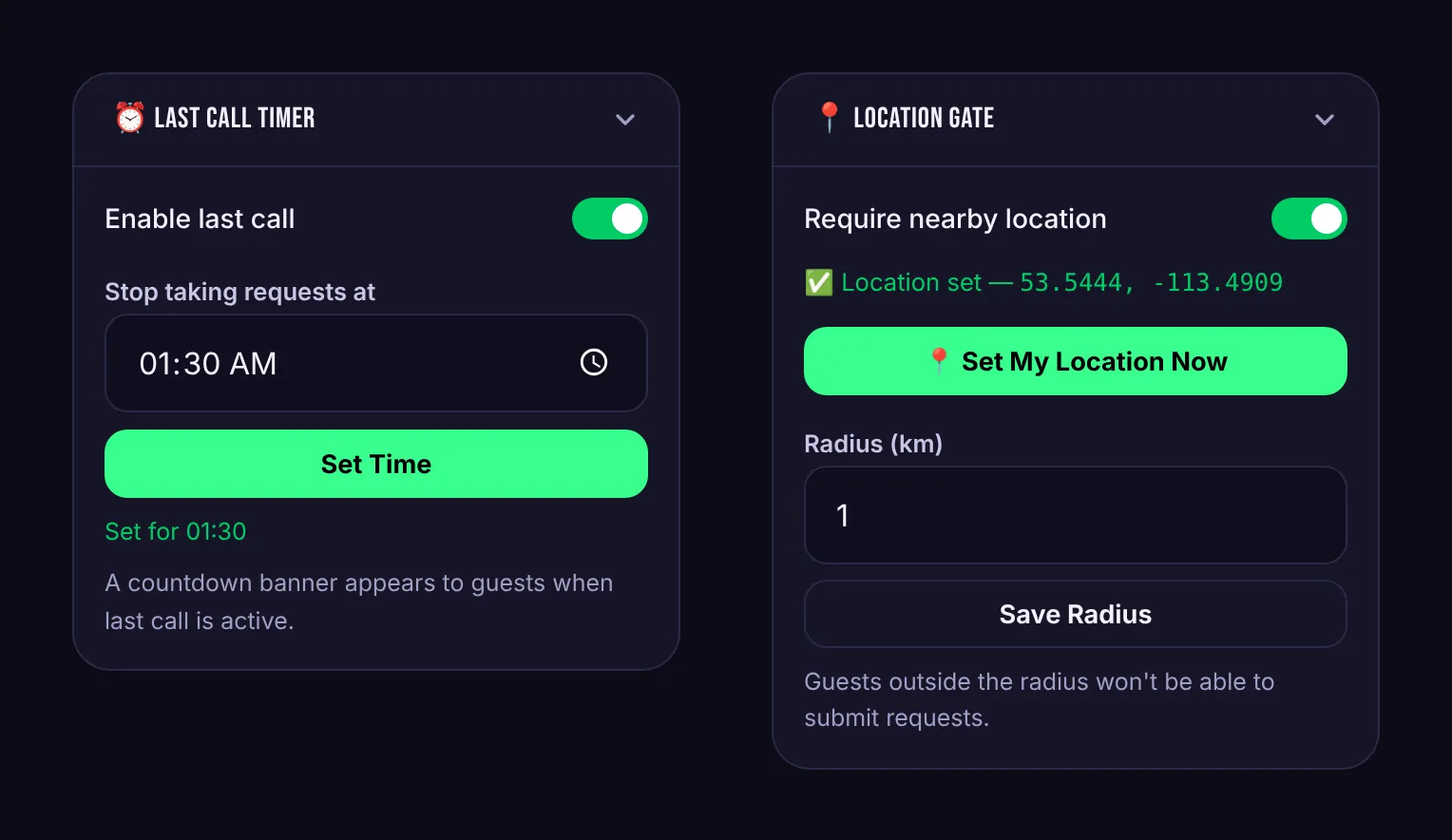 The Last Call and Location Gate cards